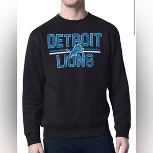 Starter Detroit Lions Mens Black Crew neck Sweatshirt Mesh Logo Medium